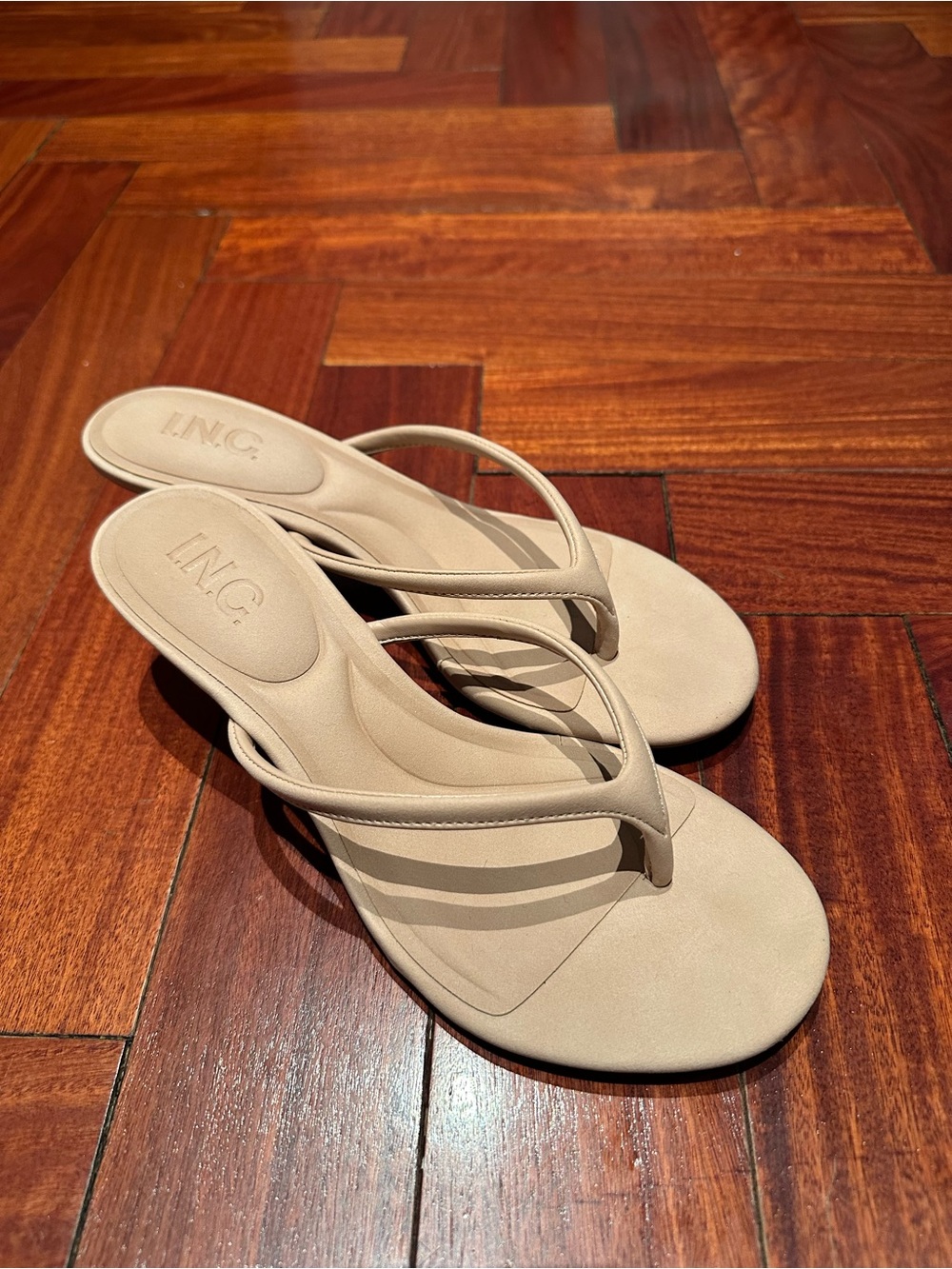 INC International Concepts Nude Beige Thong Sandals